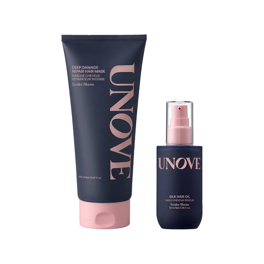 UNOVE Deep Damage Repair Hair Mask Tender Bloom (207ml) & Silk Oil Essence 70ml