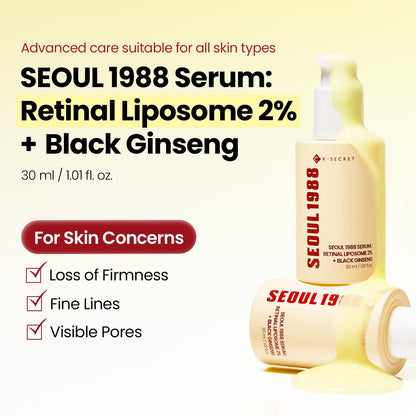 K-SECRET SEOUL1988 Retinal Serum for Fine Lines & Pore Care, 1.01 fl oz
