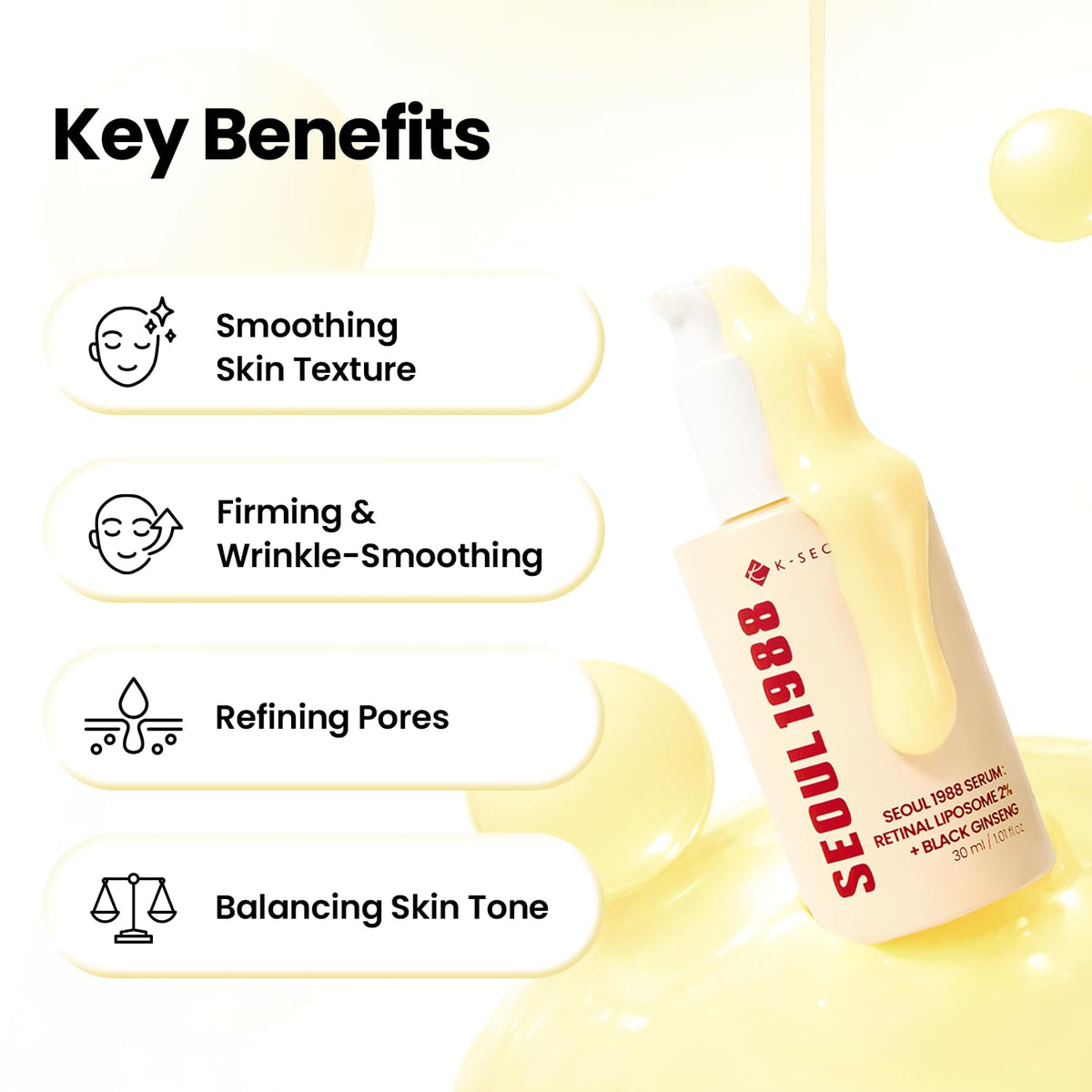 K-SECRET SEOUL1988 Retinal Serum for Fine Lines & Pore Care, 1.01 fl oz