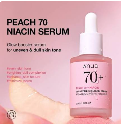 Anua Peach 70 Niacin Serum 30ml | Korean Brightening Niacinamide Serum